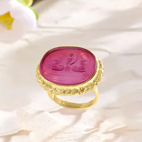 Vista 5 de Ross-Simons Anillo de cristal veneciano rosa italiano estilo cameo en oro de 18 quilates sobre ley, Plata de ley, no conocido