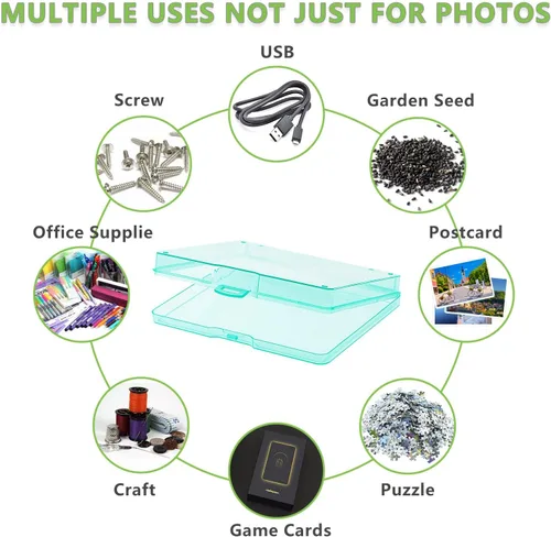 Vista 3 de Estuche para fotos de 5 x 7 pulgadas, caja de almacenamiento de fotos y manualidades – 18 fundas internas para organizar fotos, caja