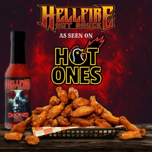 Vista 8 de Hellfire Doomed Salsa Picante, La Salsa Más Picante del Mundo, Reforzada con 6.66 Millones de SHU de Extracto de Pimienta Natural, Probada