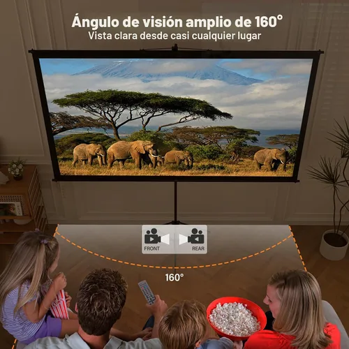 Vista 6 de Pantalla de proyector con soporte de trípode, pantalla de cine para interiores, pantalla de proyección portátil de 80 pulgadas, pantalla 4K lavable