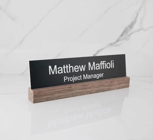 Vista 5 de Placa de identificación de oficina 2x8 - Material de señalización grabado con láser - oro o elegir - Personalizar