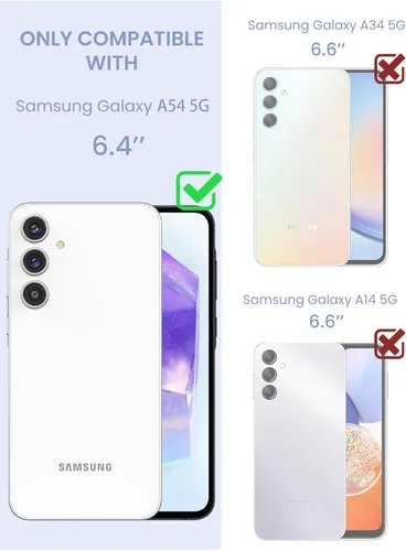 Vista 2 de Carcasa para Samsung Galaxy A54, diseño de flores transparentes Girl Women Slim Soft TPU+Hard PC Military Grade Protective Phone Cover With Screen