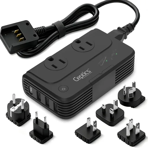 Vista 11 de Ceptics Convertidor de voltaje de Sudáfrica - Convertidor de 200 W de 220 V a 110 V para dispositivos como rizador, alisador, cargadores, enchufe