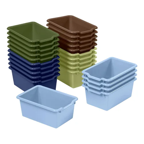 Vista 14 de ECR4Kids - Cajas de almacenamiento con frente de cuchara, multiusos, azul, 25 piezas Durable plastic, GREENGUARD Gold Certified, 1.2 gallon