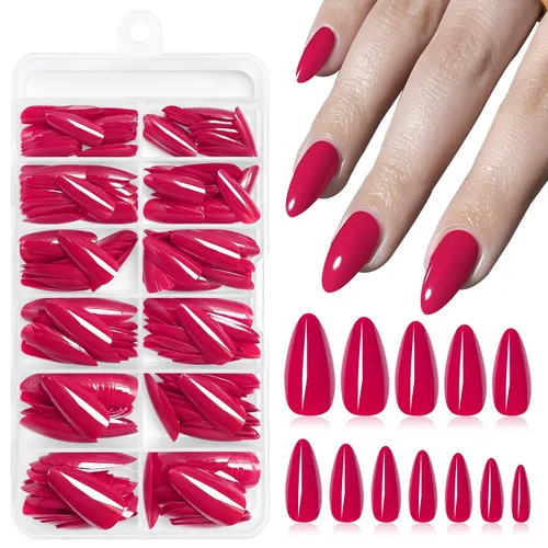 Vista 9 de 240 uñas postizas de color rosa gelatina, uñas postizas medianas con Rosado jalea