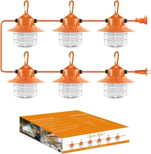Vista 10 de NS Luces de Cadena de Construcción LED de Grado Industrial de 50 Pies Super Brillantes 5000K IP65 Enlazables para Sitios de Construcción, Trabajo