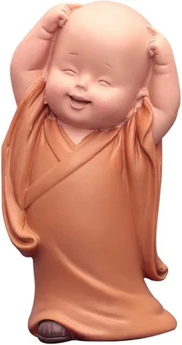 Vista 16 de Mini pequeña estatua de Buda monje, escultura de resina de monje tallada a mano, estatua de Buda monjes, adornos decorativos, linda figura