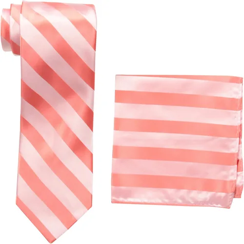 Vista 23 de Stacy Adams Conjunto de corbata de rayas formales de tejido sólido para hombre