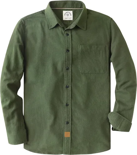 Vista 21 de Dubinik® Camisa de franela, para hombre, de manga larga, a cuadros, suave, 100% algodón, informal, con botones, ajuste regular Gris Negro
