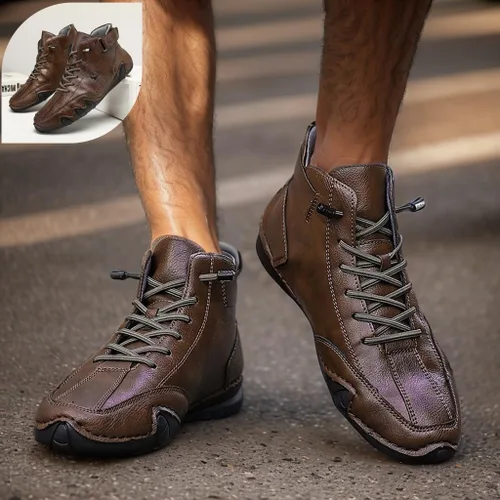 Vista 31 de JishinGal Botas Chukka de ante para hombre, ligeras, descalzas, para caminar, al aire libre, informales, italianas, hechas a mano, de caña alta, sin