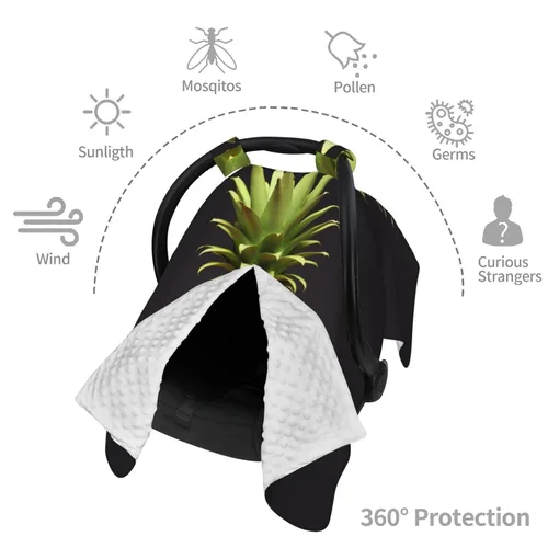 Vista 8 de Baby Car Seat Canopy Cover for Mom, Soft Breathable Nursing Breastfeeding Covers Multi Use Stroller Sun Shade Newborn Shower Gift，Yellow Pineapple