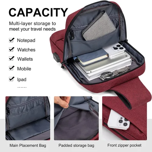 Vista 5 de ecosmile Bolso bandolera bandolera bandolera para hombres y mujeres, bolsas de viaje para trabajo
