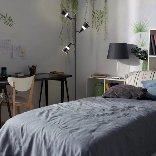 Vista 6 de O'Bright Ash - Lámpara de pie LED de árbol de 3 luces, LED regulable de 3 cabezales, lámpara de pie multidireccional, pantalla múltiple ajustable