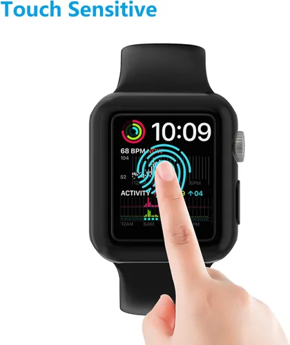 Vista 3 de Paquete de 2 fundas compatibles con Apple Watch de 1.496 pulgadas (1.496 in), protector de pantalla de poliuretano termoplástico (TPU), funda Negro