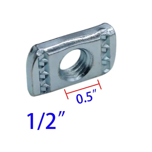 Vista 2 de Tuercas de canal de corte, tuerca de 1/2"-13 sin resorte engrosada con chapado en zinc, uso en Unistruts (paquete de 10)