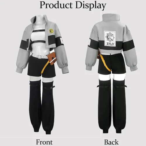Vista 4 de Gachiakuta Riyo - Disfraz de cosplay para mujer, chaqueta gris, pantalones gris b