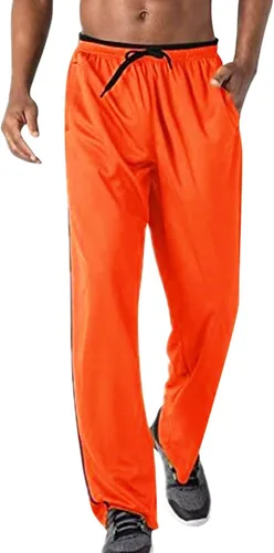 Vista 2 de Pantalones de yoga transpirables para hombre, pantalones deportivos de malla con cremallera, pantalones de correr con bolsillos, pantalones de hombre