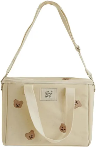 Vista 5 de RICHTRUE Lonchera Kawaii para niñas, lonchera aislada, lindas, para mujeres, lonchera aislada para niños (beige)