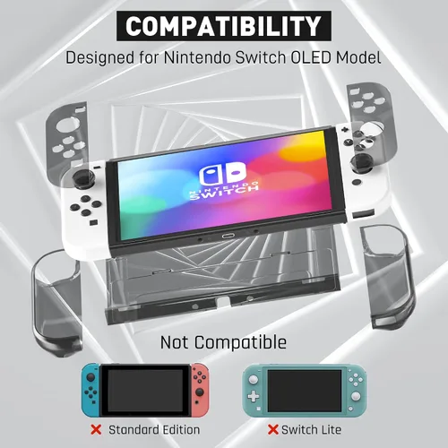Vista 4 de Versión mejorada Funda transparente acoplable para Nintendo Switch OLED 2021, funda protectora FANPL para Switch OLED y controlador Joy Con, fuerte