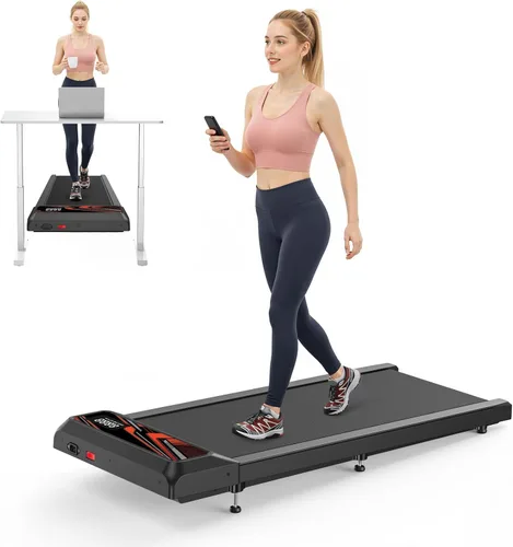 Vista 4 de Walking Treadmill Pad with Adjustable 8% Incline for Home Office 2-Negro