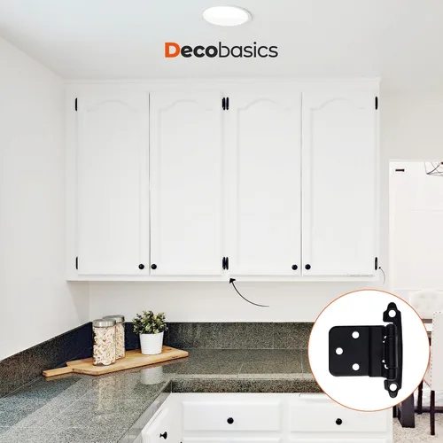 Vista 7 de DecoBasics Bisagras de gabinete de 3/8 pulgadas color negro (1 par -2 piezas) bisagras de gabinete de cierre automático negro mate para gabinetes