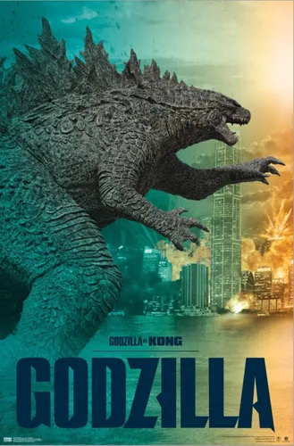 Vista 2 de Trends International Godzilla vs Kong - Póster de pared Godzilla, 14.72 x 22.37 pulgadas, lienzo estirado