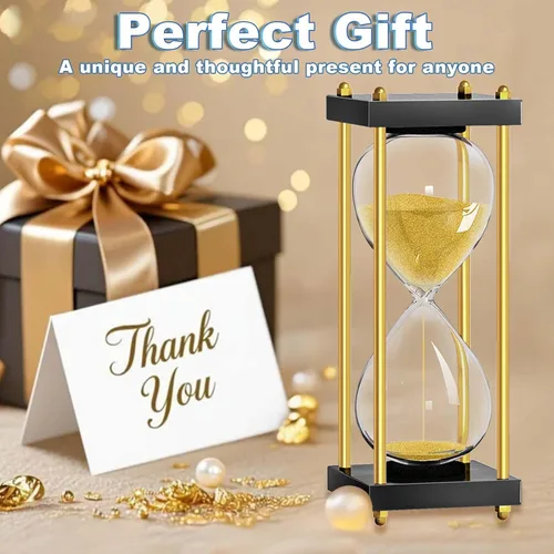 Vista 9 de Reloj de arena de arena de 30 minutos: reloj de arena de madera pequeño, reloj de arena, reloj de arena de oro antiguo 30 minutos, reloj de arena