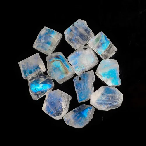 Vista 6 de OdrillionGems Cristales y piedras preciosas naturales de piedra lunar azul crudo de 100 quilates, piedra natal de junio, piedra curativa de chakras
