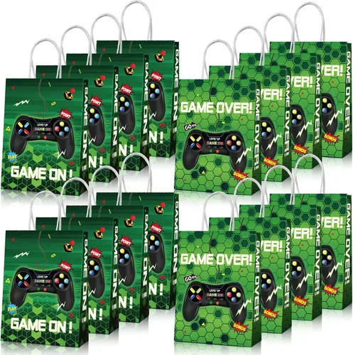 Vista 8 de Clabby 16 bolsas para jugadores, recuerdos de fiesta de videojuegos, bolsas de regalo con asa para niños, decoración de fiesta de cumpleaños