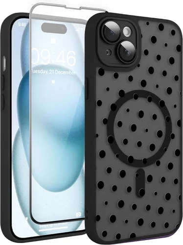 Vista 166 de Magnético para iPhone 13 con protector de pantalla [Compatible con MagSafe] Diseño de patrón floral de flores bonitas, funda delgada a prueba