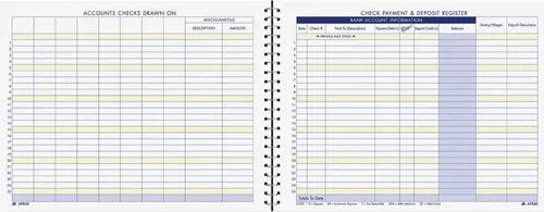 Vista 3 de Adams registro de pago y depósito de cheques, 8.5 x 11 pulgadas, color blanco (AFR60), Blanco