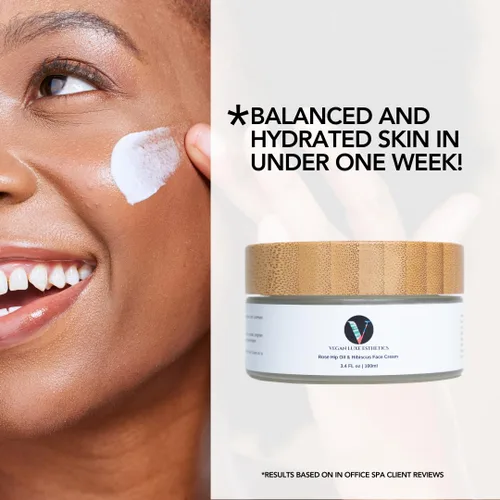 Vista 3 de I Crema facial con aceite de rosa mosqueta y hibisco I Hidratación no grasa para todo tipo de piel I Equilibrio, ilumina y suaviza tu piel I No