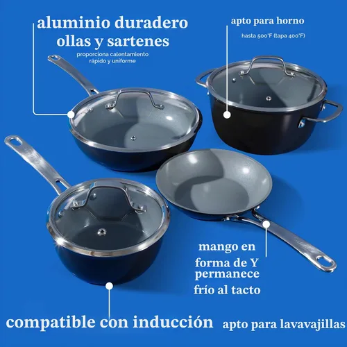 Vista 3 de Sur La Table Kitchen Essentials Juego de Utensilios de Cocina de 10 Piezas de Aluminio Forjado con Interior Antiadherente de Cerámica de Titanio