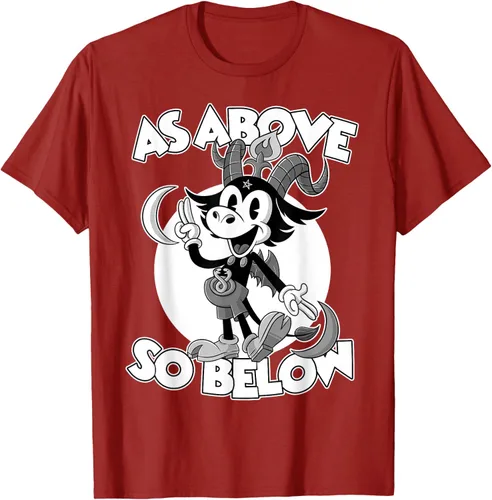 Vista 50 de Camiseta de dibujos animados retro de Baphomet Pagan As Above So Below, Negro, S