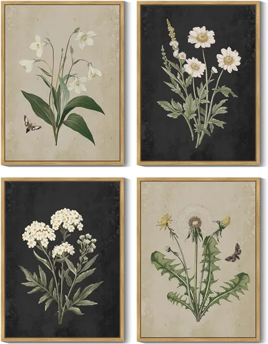 Vista 15 de KUVIOKE Arte botánico enmarcado bohemio para pared de plantas de baño, decoración de pared, impresiones de hojas de eucalipto verde salvia, estética