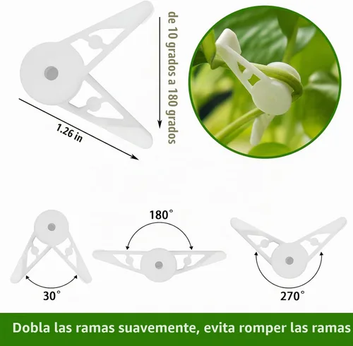 Vista 2 de YBB 60 clips ajustables de 360 grados, clips de entrenamiento de tallo para entrenamiento de bajo estrés (verde + blanco)