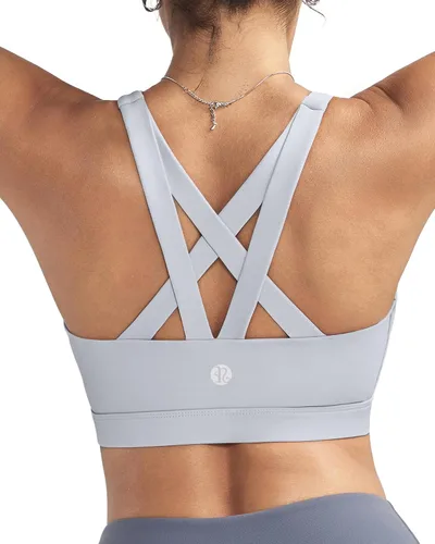 Vista 36 de RUNNING GIRL - Sujetadores deportivos para mujer, sujetadores deportivos con tiras acolchadas y espalda cruzada de apoyo medio con copas extraíbles