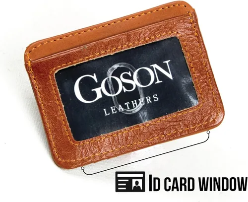 Vista 13 de Goson Cartera de cuero con clip para dinero para hombre, billetera de bolsillo frontal, tarjetero de crédito, cartera minimalista delgada