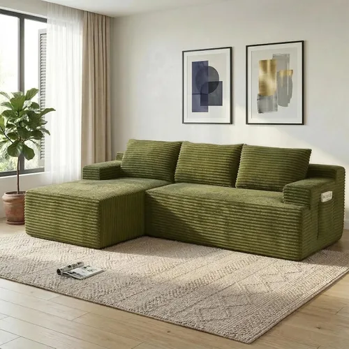 Vista 34 de Sofá modular Cloud de 108 pulgadas, moderno sofá deshuesado con otomana móvil, sofá modular de asiento profundo, sofás esquineros de pana para sala