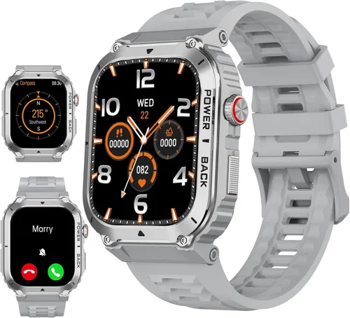 Vista 11 de Reloj inteligente para hombre, relojes inteligentes militares con GPS con llamada/texto, monitor de salud (frecuencia cardíaca/spO2/sueño), Negro