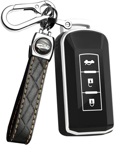 Vista 7 de Funda para llavero ontto Compatible con Mitsubishi Outlander Eclipse Cross ASX Mirage RVR Lancer, Negro