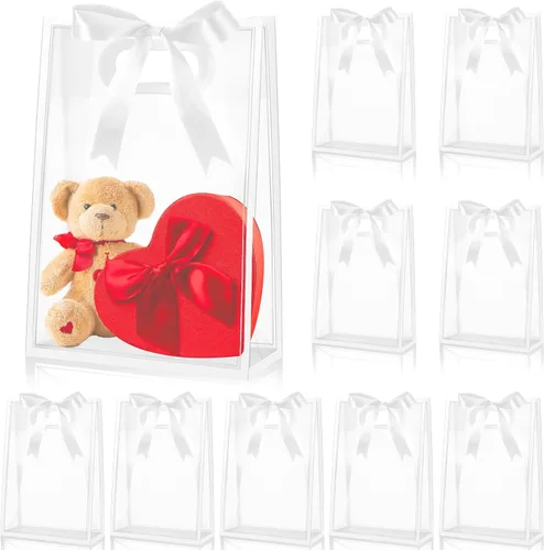 Vista 10 de Aliceset - Bolsa de regalo de plástico transparente con asas, color negro, 12