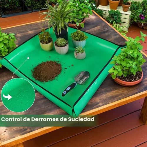 Vista 4 de HNXTYAOB 2 PCS Alfombrilla de Trasplante de 27" x 27" para Plantas de Interior y Control de Desorden, Bandeja para Macetas Engrosada e Impermeable