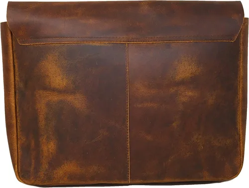Vista 6 de Carpeta de cuero, organizador de carpetas de archivos de cuero de grano completo, portafolio para hombres, funda de cuero espaciosa para portátiles