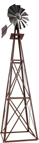 Vista 6 de Outdoor Water Solutions Molino de viento decorativo para patio trasero, acabado bronce, torre de 4 patas duradera resistente a la intemperie
