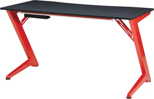 Vista 9 de OSP Home Furnishings Beta Battlestation - Escritorio para juegos con luces LED RGB Bluetooth, color rojo mate