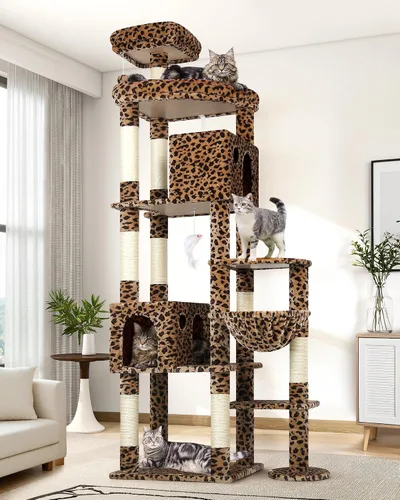 Vista 13 de Globlazer Árbol Gigante para Gatos, Árbol para Gatos de 83 Pulgadas para Gatos Grandes Adultos de Interior, Torre XXL para Gatos con 9 Postes