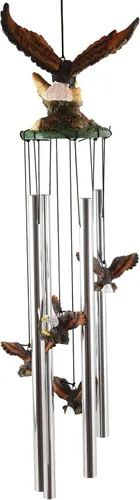 Vista 3 de Ebros Gift Colorido águila calva americana extendiendo sus alas resonante carillón de viento relajante Patio Jardín Decoración de aves silvestres