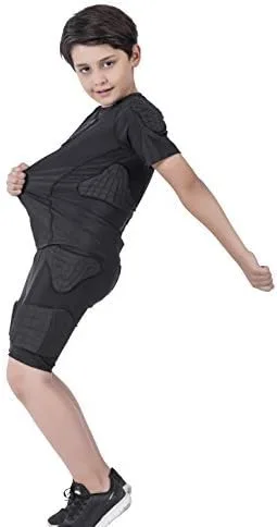 Vista 5 de TUOY Pantalones cortos protectores acolchados para niños y jóvenes, pantalones acolchados para fútbol, paintball y béisbol