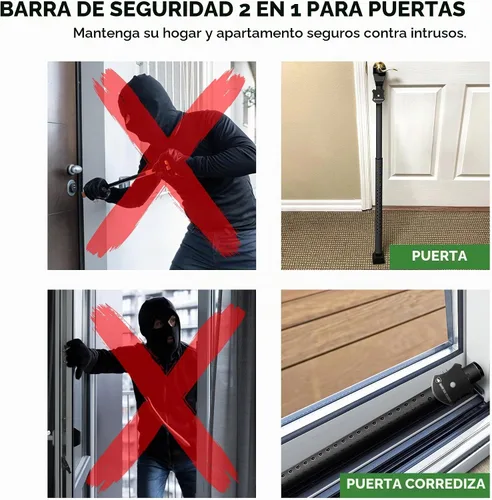 Vista 5 de Guard Dog Security Puerta Jammer 2 en 1 Perilla de puerta ajustable Jammer y barra de seguridad para puerta de patio corrediza – 40 ajustes Negro